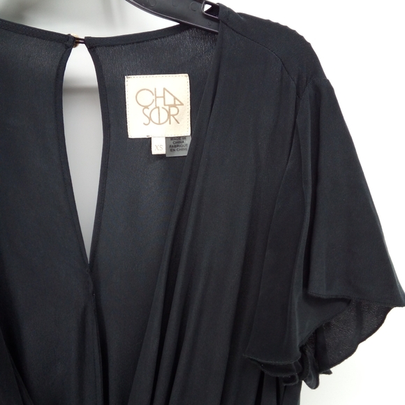 Chaser Black Silk Flouncy Surplice Romper Ruffle Feminine XS - Picture 13 of 13